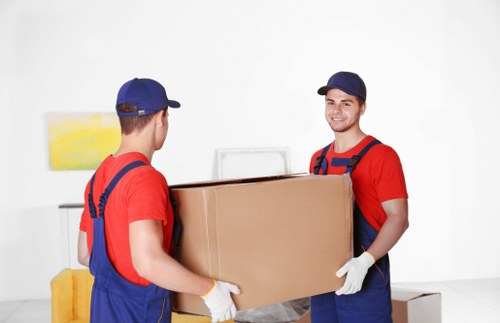 Removal team using safety equipment during a Westminster move