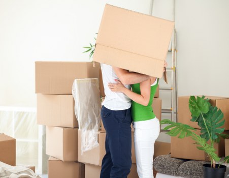 Furniture and boxes being loaded for a Westminster home move