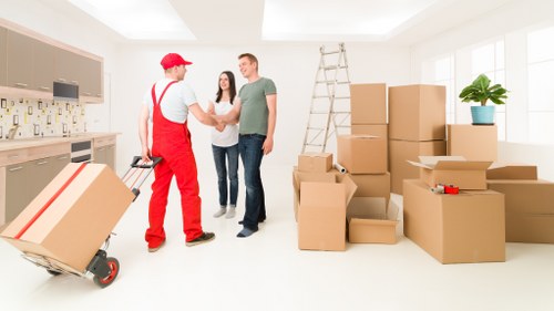 Office relocation items loaded into a removals van in Westminster