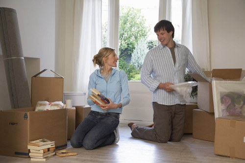 Unpacking boxes in a Westminster home