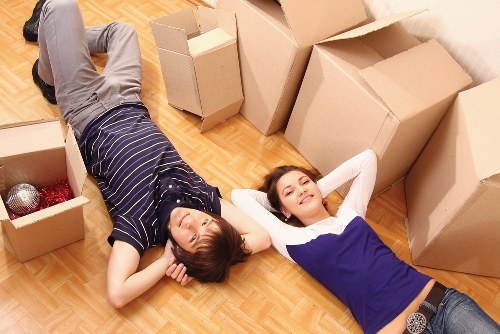 Packed boxes and office items ready for commercial relocation