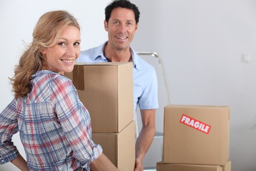 Office furniture and equipment prepared for a Westminster business move